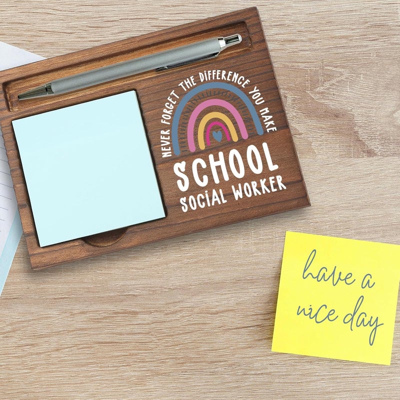 Pariveca School Social Worker Appreciation Gifts Sticky Note Holder, Thank You Gift for School Social Worker Education Week Graduation Birthday or Holiday Recognition Self Stick Note Pad Holder PB015 - Image 5